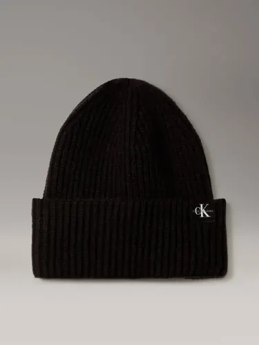Calvin Klein Μαύρος Ριμπ Σκούφος Monogramm 