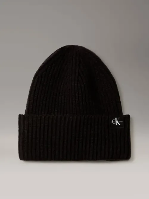 Calvin Klein Μαύρος Ριμπ Σκούφος Monogramm 