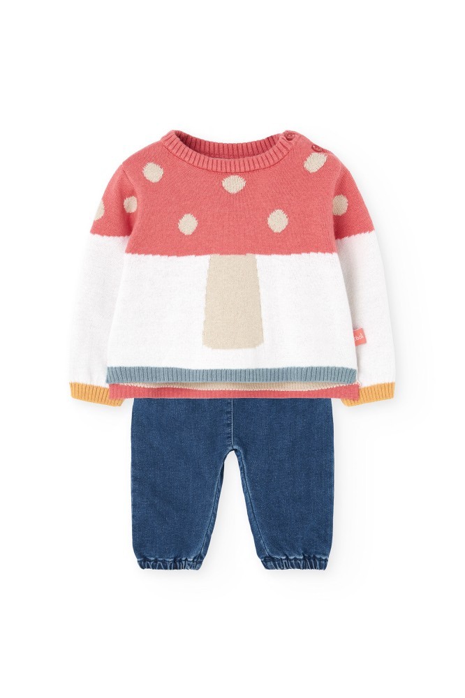 Βρεφικό Σετ Τζιν Παντελόνι και Μπλούζα Μανιτάρι
