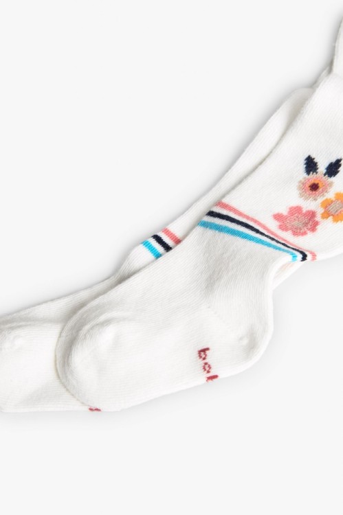 Βρεφικό Λευκό Πλεκτό Καλσόν με Λουλούδια
