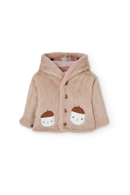 Βρεφική Ζακέτα Ριγέ με Γουνάκι Διπλής Όψης