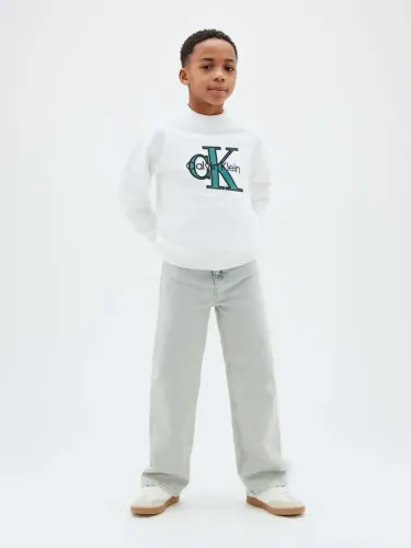 Calvin Klein Λευκό Φούτερ Terry με μονόλογο
