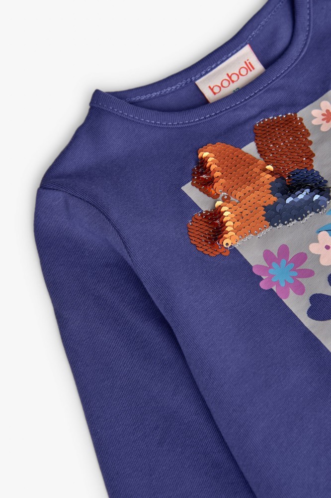 T-Shirt Μακρυμάνικο Μωβ με Παγιέτα