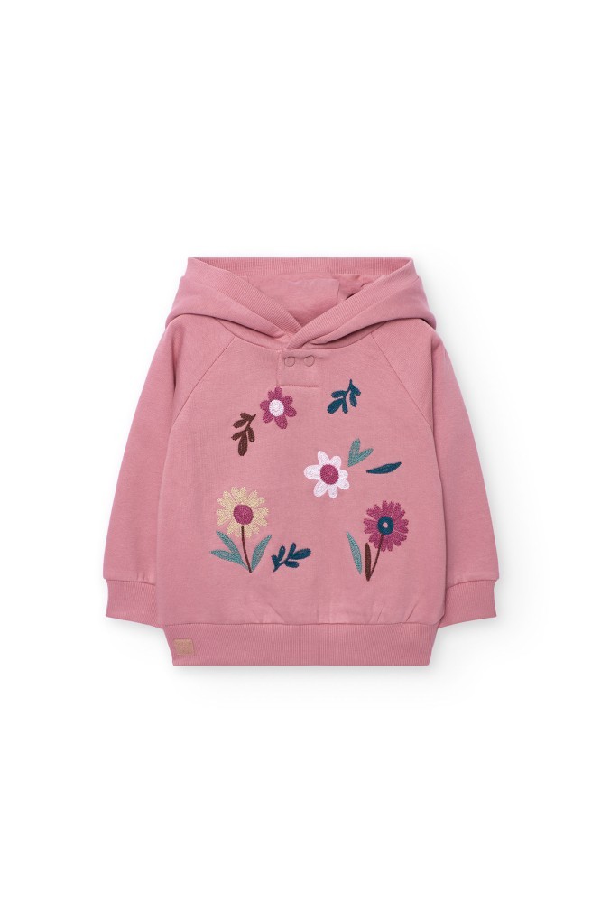 Φούτερ Μπλούζα με Κουκούλα και Κέντημα Λουλούδια