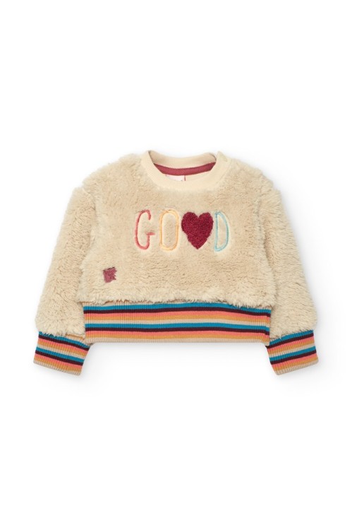 Μπεζ Μπλούζα Teddy με Γράμματα