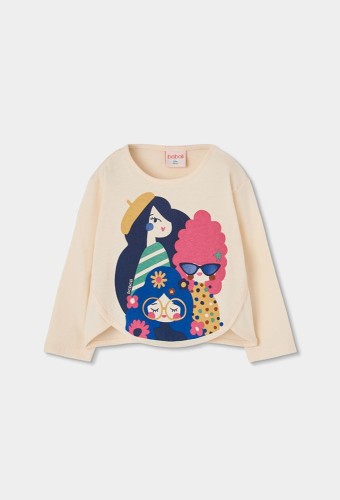 Boboli Ιβουάρ Μακρυμάνικο T-shirt Girls