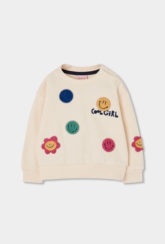 Boboli Φούτερ Μπλούζα Κρεμ Emoji