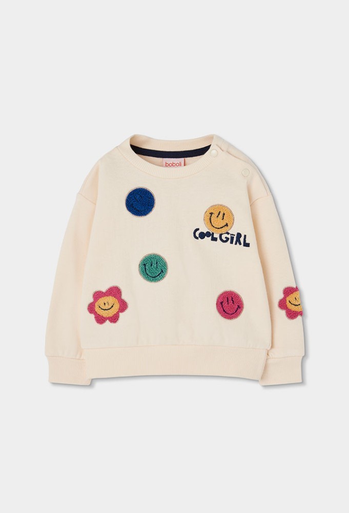 Boboli Φούτερ Μπλούζα Κρεμ Emoji