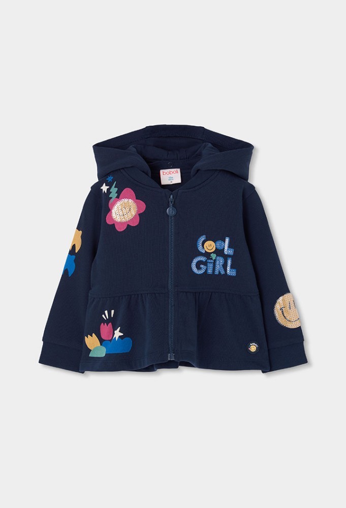 Boboli Φούτερ Ζακέτα με Κουκούλα Μπλε Emoji