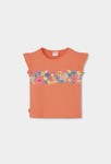 Boboli Πορτοκαλί T-Shirt με Λουλούδια