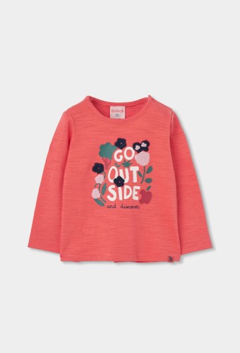 Boboli T-shirt με Λουλούδια Πορτοκαλί