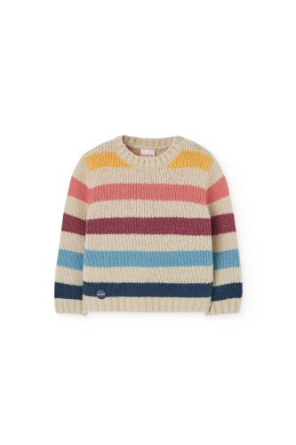 Μπεζ Πουλόβερ με Ρίγες