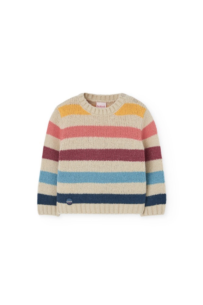 Μπεζ Πουλόβερ με Ρίγες