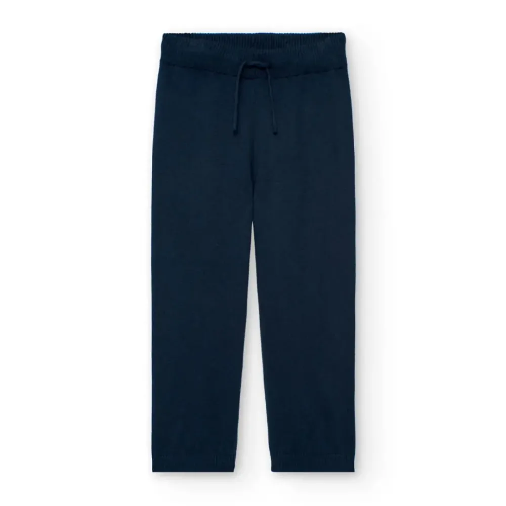 Πλεκτό Φαρδύ Παντελόνι Μπλε