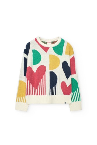 Λευκό Πουλόβερ με Καρδιές