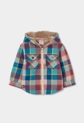 Boboli Καρό Overshirt με γούνινη επένδυση