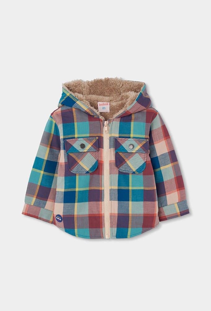 Boboli Καρό Overshirt με γούνινη επένδυση