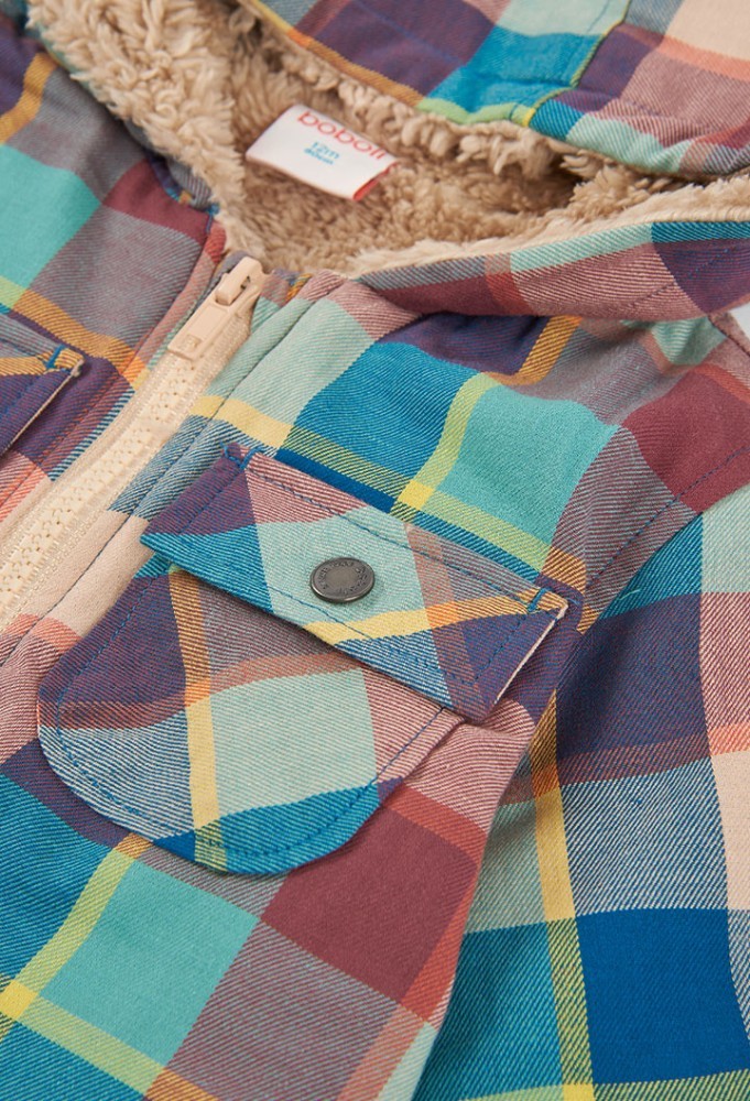 Boboli Καρό Overshirt με γούνινη επένδυση