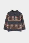Boboli Γκρι πουλόβερ Half Zip με μοτίβα 
