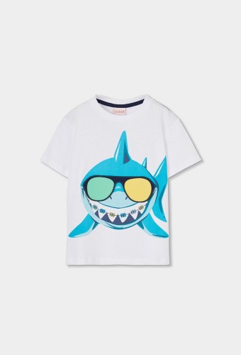 Boboli Λευκό T-Shirt Καρχαρίας