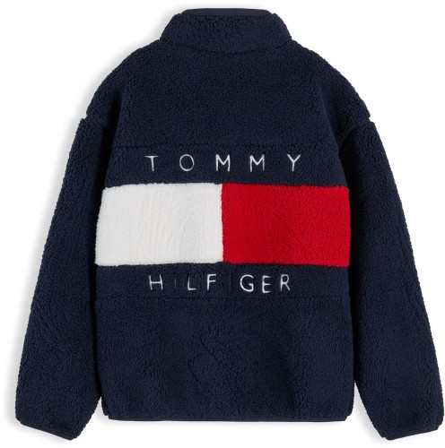 Tommy Hilfiger Μπλε Fleece Ζακέτα με Φερμουάρ