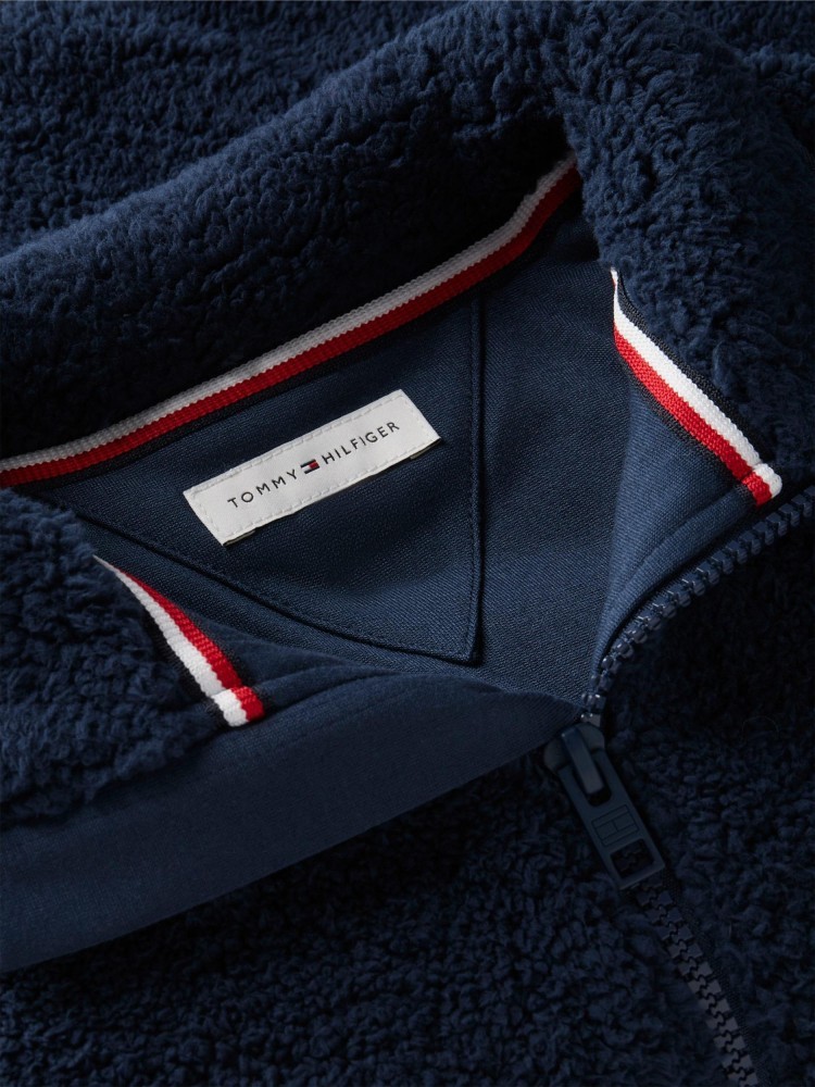 Tommy Hilfiger Μπλε Fleece Ζακέτα με Φερμουάρ