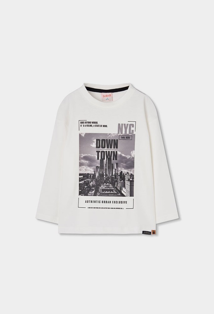 Boboli Μακρυμάνικο λευκό T-shirt NY