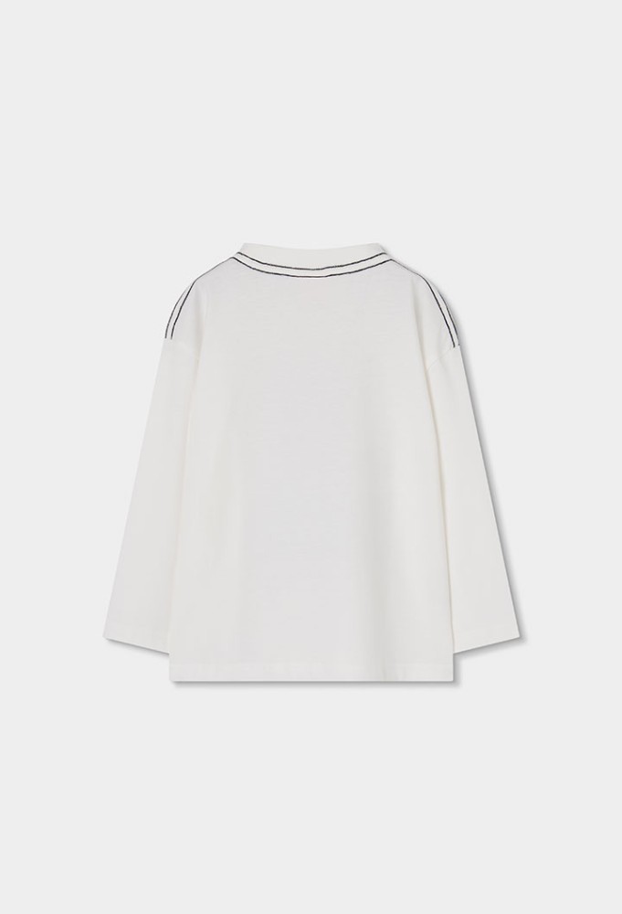 Boboli Μακρυμάνικο λευκό T-shirt NY