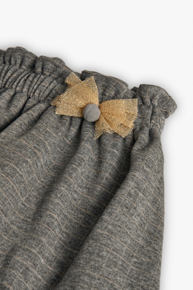 Γκρι Καρό Φούστα με Φιόγκο