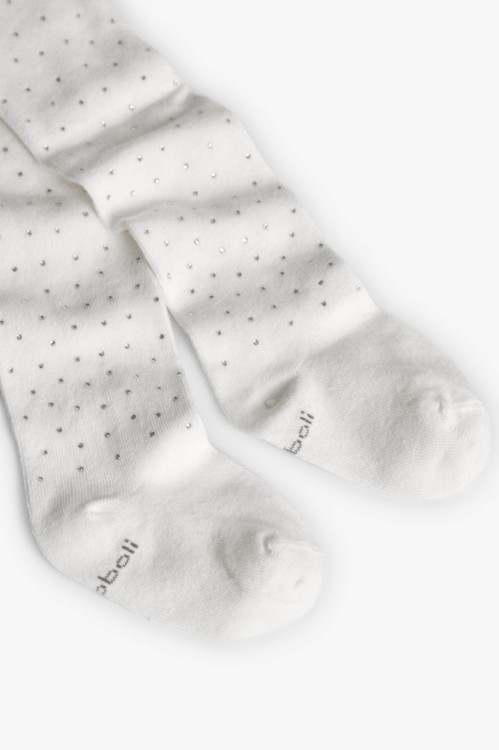 Λευκό Πλεκτό Καλσόν με Στρας