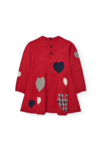 Κόκκινο Πλεκτό Φόρεμα με Καρδιές