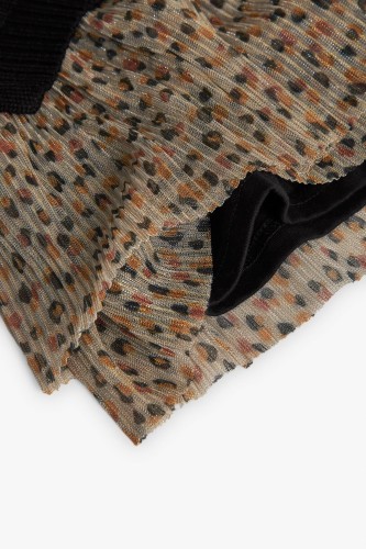 Πλεκτό Φόρεμα με Λεοπάρ Βολάν