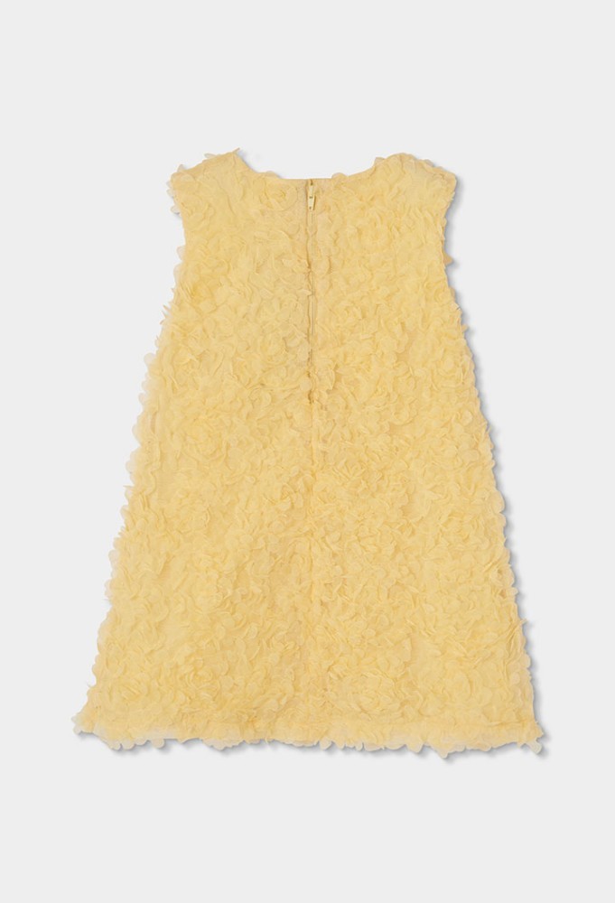 Boboli Κίτρινο Φόρεμα με Λουλούδια από τούλι