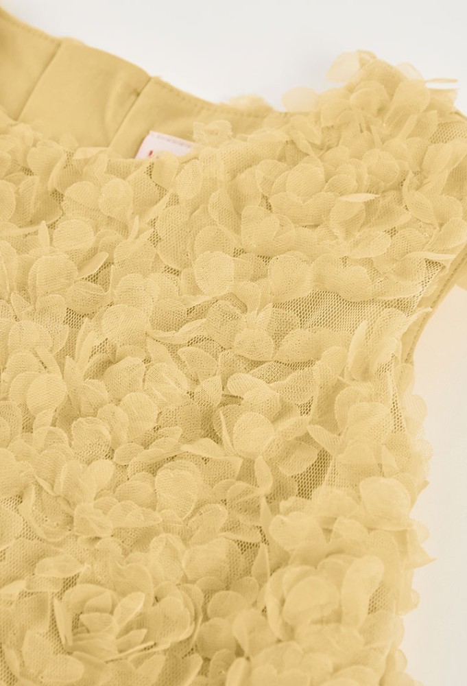 Boboli Κίτρινο Φόρεμα με Λουλούδια από τούλι