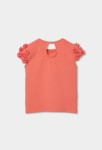 Boboli Πορτοκαλί T-Shirt με Λουλούδια στα μανίκια