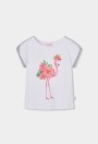 Boboli T-Shirt Λευκό Φλαμίνγκο