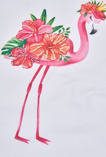 Boboli T-Shirt Λευκό Φλαμίνγκο