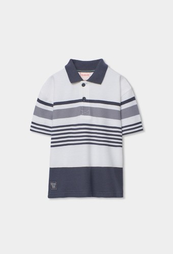 Boboli Λευκή/Γκρι Polo Μπλούζα