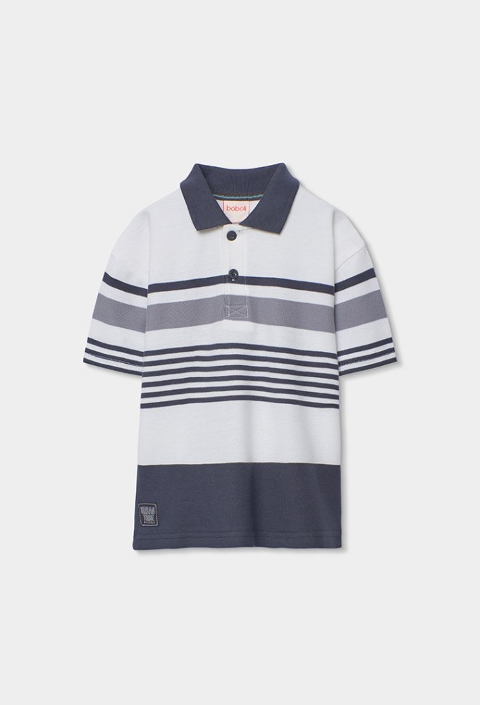Boboli Λευκή/Γκρι Polo Μπλούζα