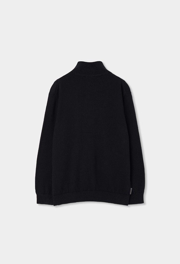 Boboli Μαύρη Πλεκτή Μπλούζα Half-zip