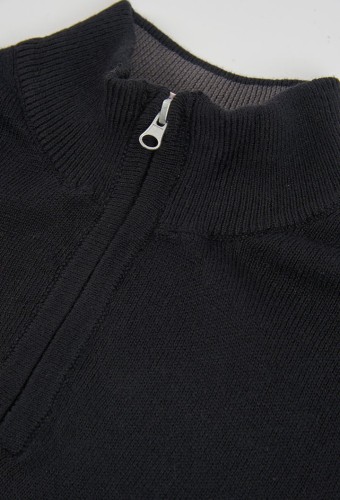 Boboli Μαύρη Πλεκτή Μπλούζα Half-zip