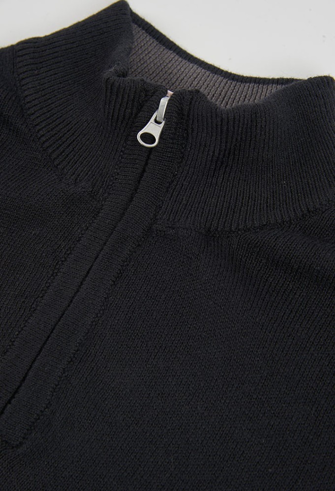 Boboli Μαύρη Πλεκτή Μπλούζα Half-zip