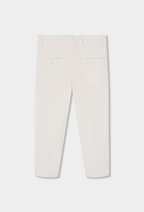 Boboli Λινό Λευκό Παντελόνι