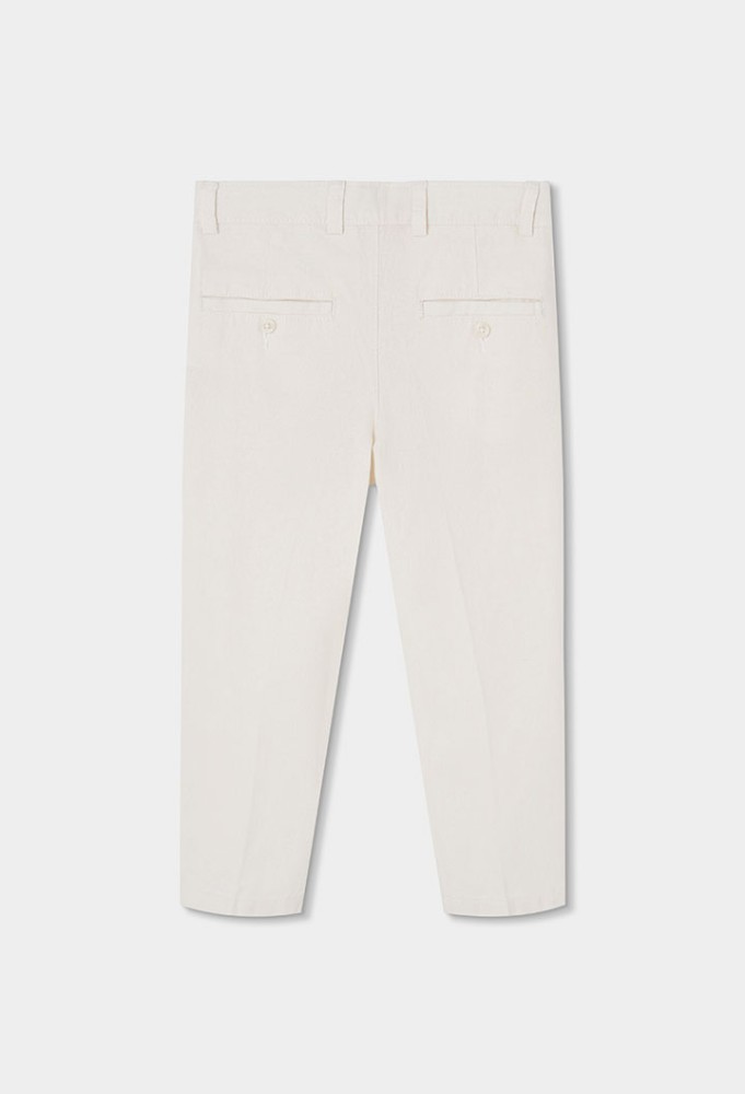 Boboli Λινό Λευκό Παντελόνι