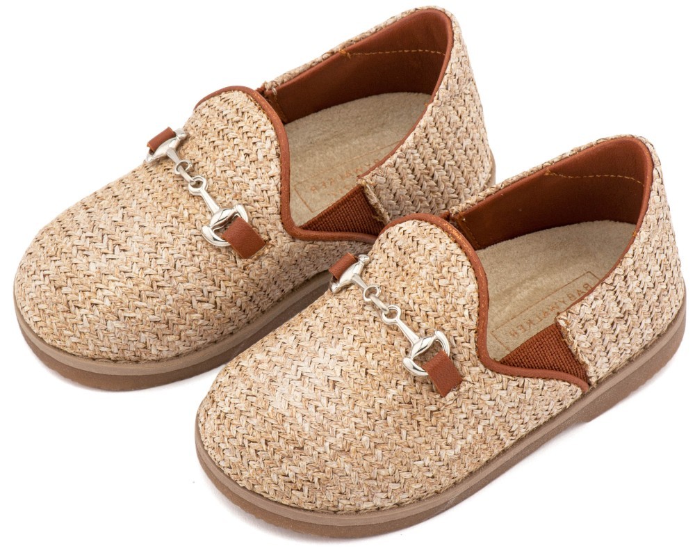 Loafers απο Ύφασμα Ψάθα με Δερμάτινες Λεπτομέρειες