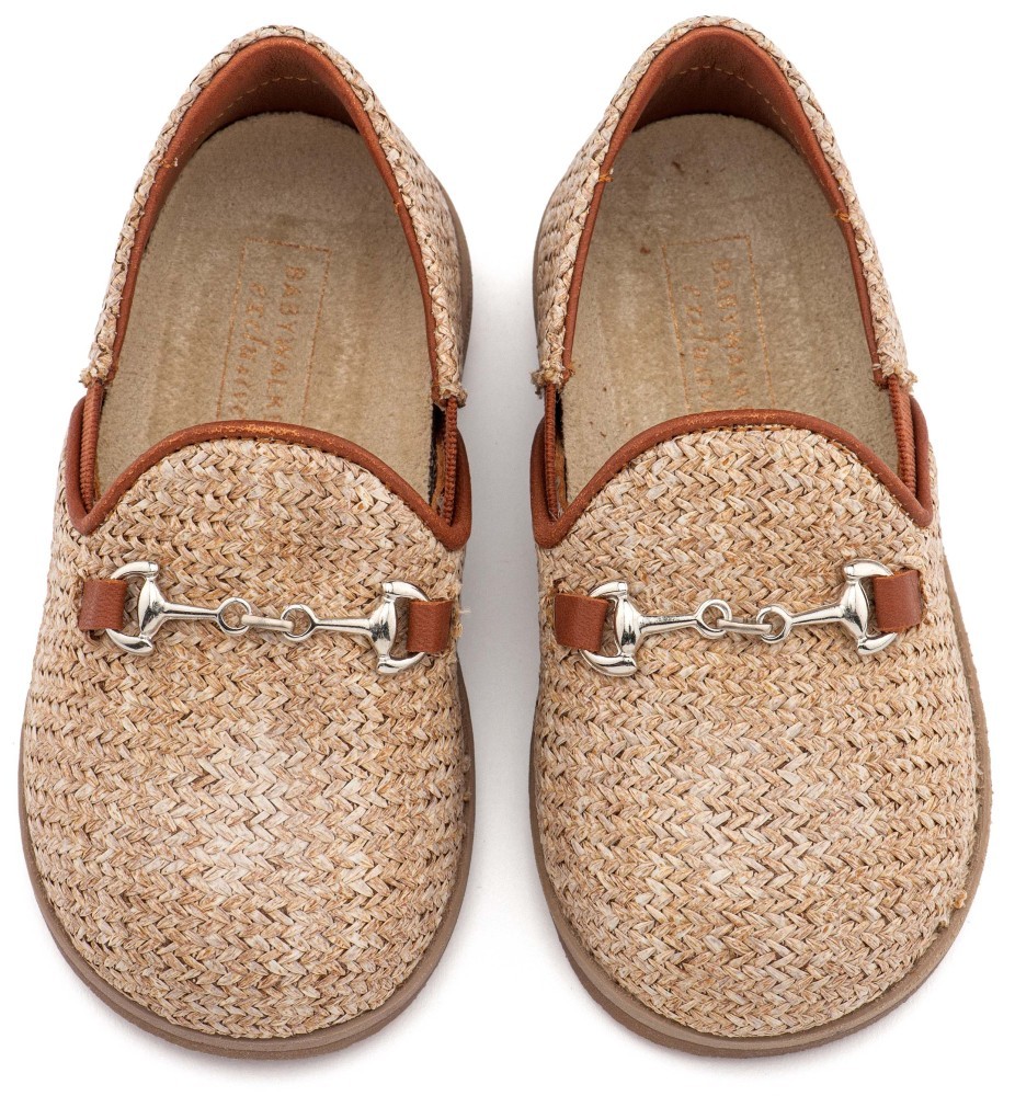 Loafers απο Ύφασμα Ψάθα με Δερμάτινες Λεπτομέρειες