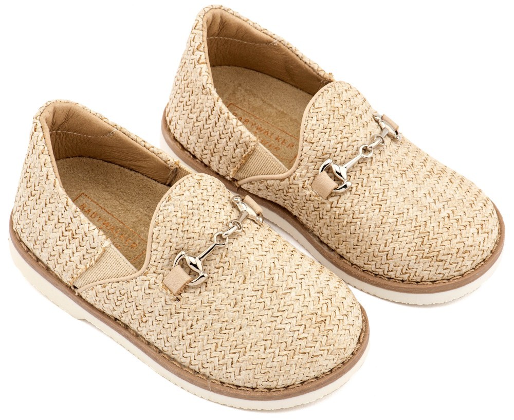 Loafers απο Ύφασμα Ψάθα με Δερμάτινες Λεπτομέρειες