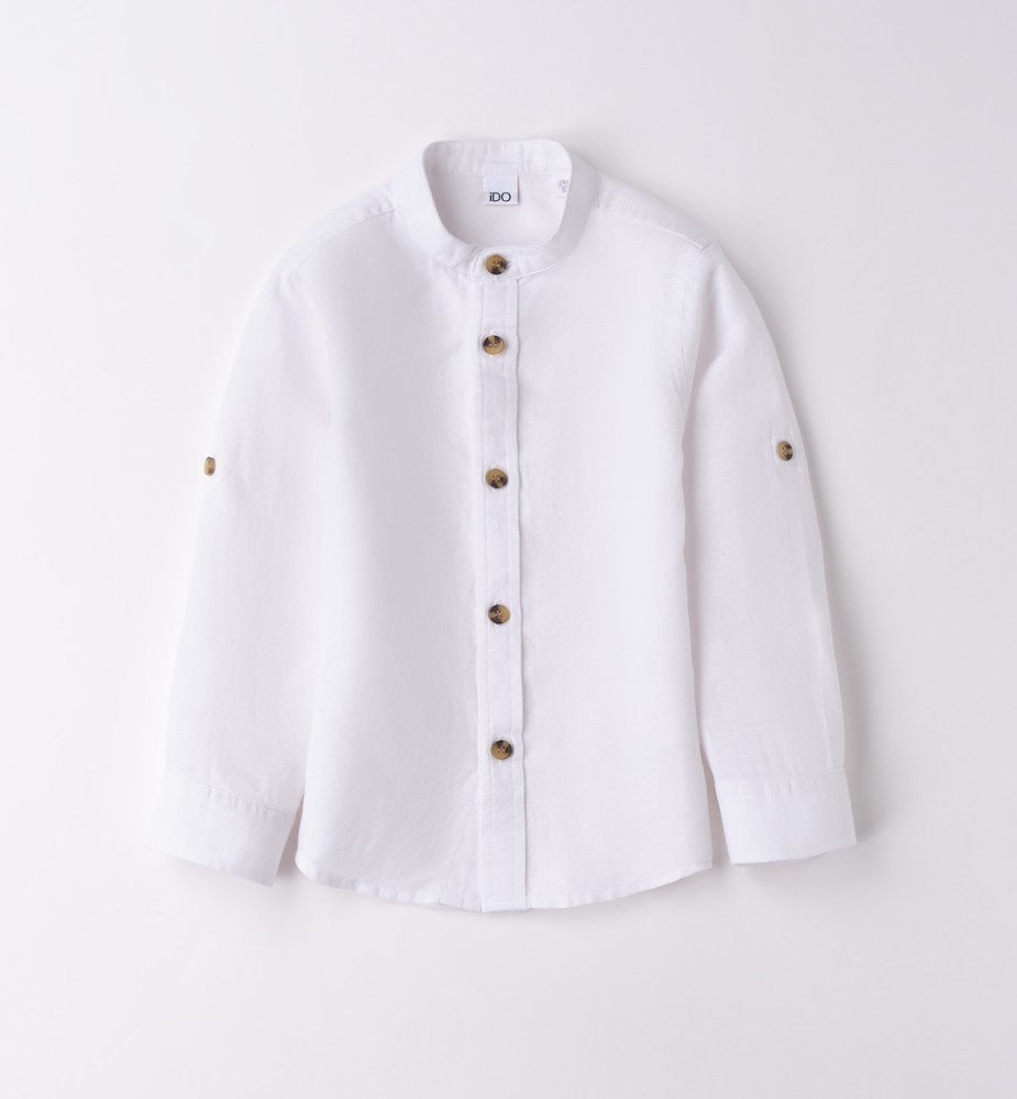 I Do Λευκό Λινό Πουκάμισο με γιακά Mao