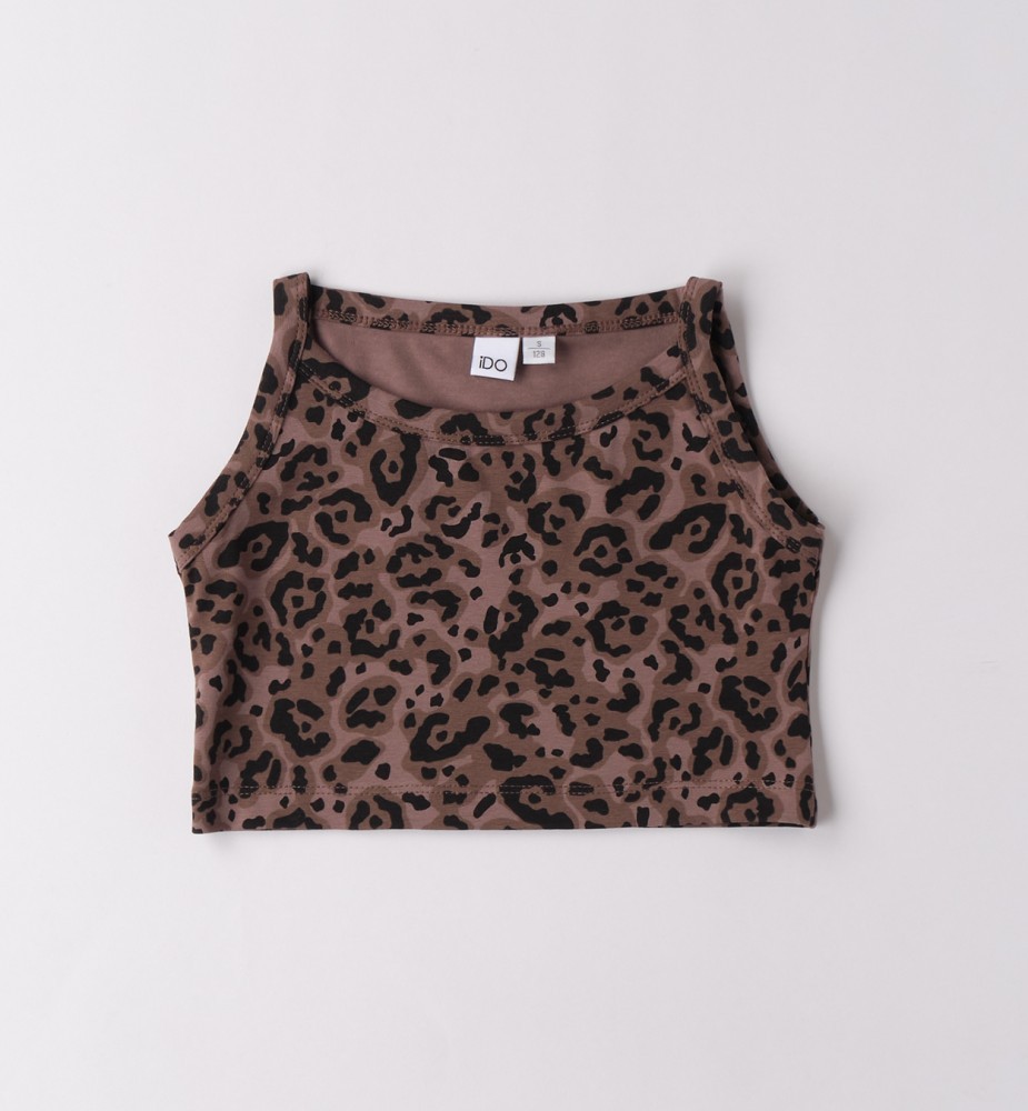 I Do Καφέ Λεοπάρ Crop Top