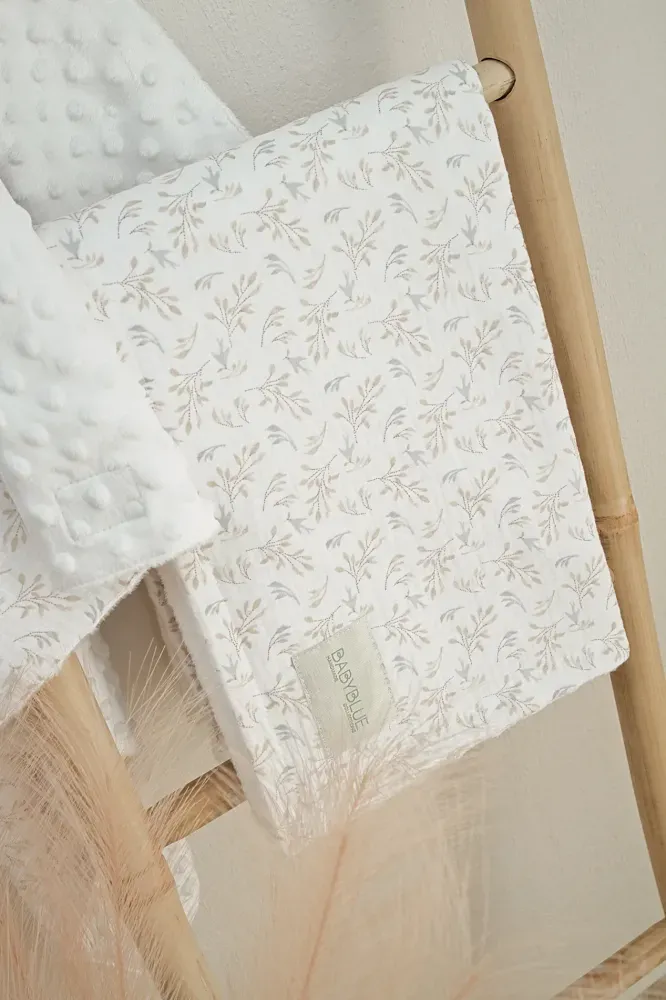 Κουβέρτα Πικέ Λίκνου Chloe με Βαμβακερή Μουσελίνα